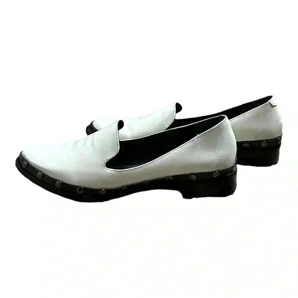 Anthropologie M4de White Patent Leather Loafers Size 7 - Picture 1 of 6